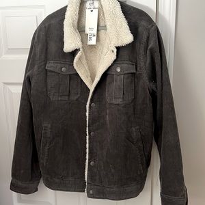 Katin Black Corduroy Jacket with Cream Sherpa Lining